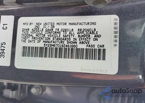 2009 Pontiac Vibe z USA, uszkodzony, nr VIN 5Y2SM67019Z461660